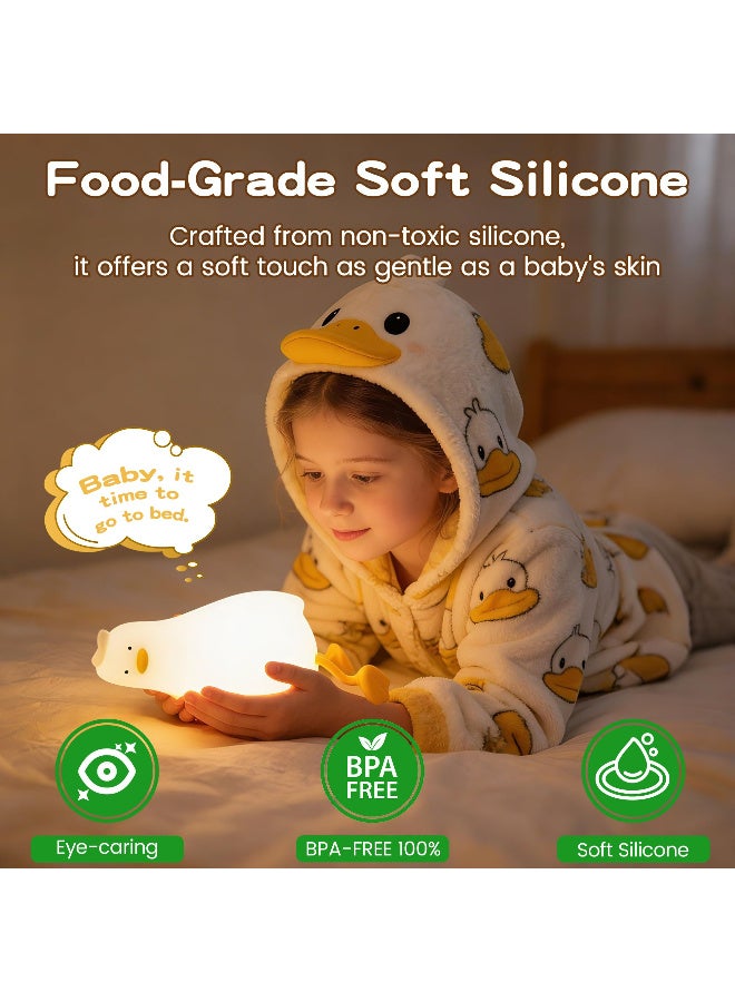 Rechargeable LED Duck Night Light, Soft Silicone Dimmable Bedside Lamp with 30-Minute Timer - Image 3