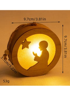 LOOPITYS Eid al Fitr handicraft lamp, a separate style, door hanging decoration Ramadan Mubarak lamp handmade wooden star LED lamp decoration Eid al Fitr decoration Muslim gift Islamic wall table decoration Ramadan gift (prayer)  - Image 2