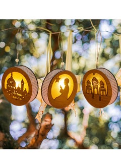 LOOPITYS Eid al Fitr handicraft lamp, a separate style, door hanging decoration Ramadan Mubarak lamp handmade wooden star LED lamp decoration Eid al Fitr decoration Muslim gift Islamic wall table decoration Ramadan gift (prayer)  - Image 3