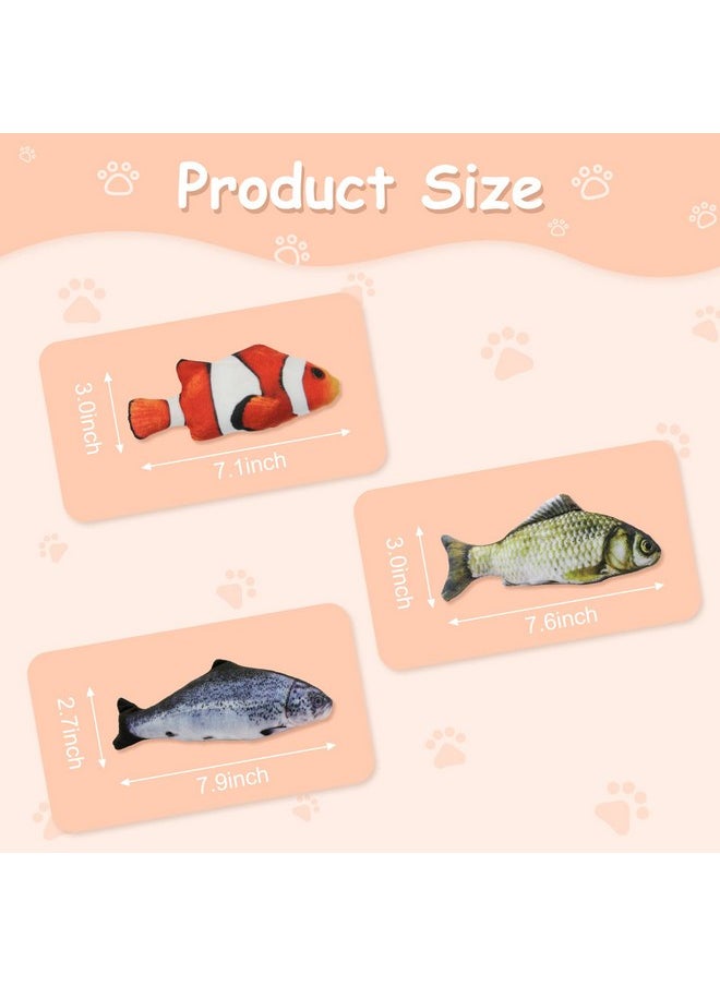 Andiker Cat Interactive Toys (3Pcs), Cotton Filled Catnip Fish-Shaped Toys for Indoor Cats, Cat Toy Set for All Breed Sizes