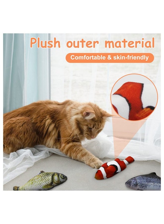 Andiker Cat Interactive Toys (3Pcs), Cotton Filled Catnip Fish-Shaped Toys for Indoor Cats, Cat Toy Set for All Breed Sizes