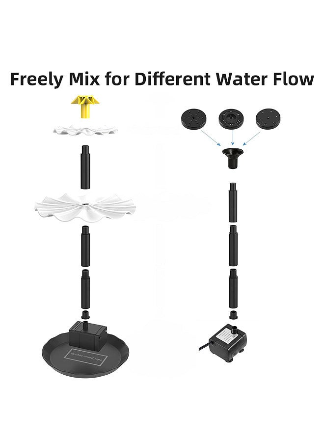 Generic 6W Solar Fountain Pump for Bird Bath with 12 LED Lights 9 Nozzles Built-in 1500mAh Battery Solar Powered Water Fountain Pump for Garden Pond Pool Fish Tank Aquarium and Outdoor  - Image 4
