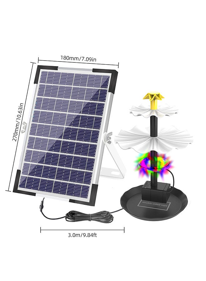 Generic 6W Solar Fountain Pump for Bird Bath with 12 LED Lights 9 Nozzles Built-in 1500mAh Battery Solar Powered Water Fountain Pump for Garden Pond Pool Fish Tank Aquarium and Outdoor  - Image 2