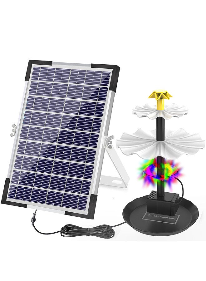 Generic 6W Solar Fountain Pump for Bird Bath with 12 LED Lights 9 Nozzles Built-in 1500mAh Battery Solar Powered Water Fountain Pump for Garden Pond Pool Fish Tank Aquarium and Outdoor  - Image 3