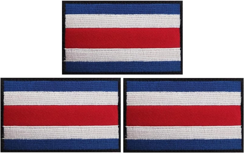JAVD 3 Pack Costa Rica Flag Patch Costa Rica Flag Embroidery Patch for Hats, Tactical Bags, Jackets, Clothes Patch Team Military Patch - Image 1