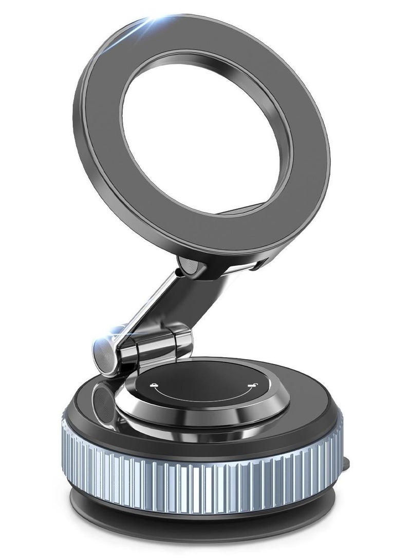 Vacuum Magnetic Phone Holder, 360° Adjustable Magnetic Car Mount, Foldable Portable Suction Cup Cell Phone Mount for Car/Gym/Mirror/Shower, Compatible with All Smartphones & All Car Models - Image 2