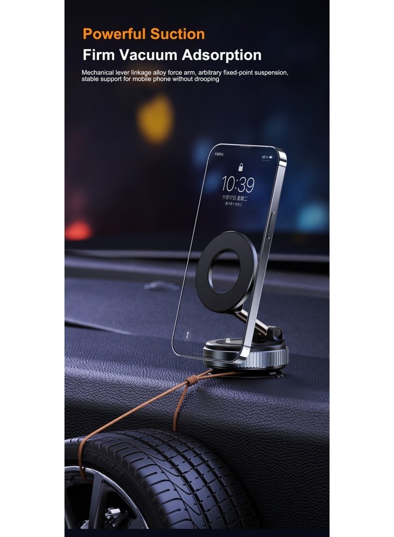 Vacuum Magnetic Phone Holder, 360° Adjustable Magnetic Car Mount, Foldable Portable Suction Cup Cell Phone Mount for Car/Gym/Mirror/Shower, Compatible with All Smartphones & All Car Models - Image 3