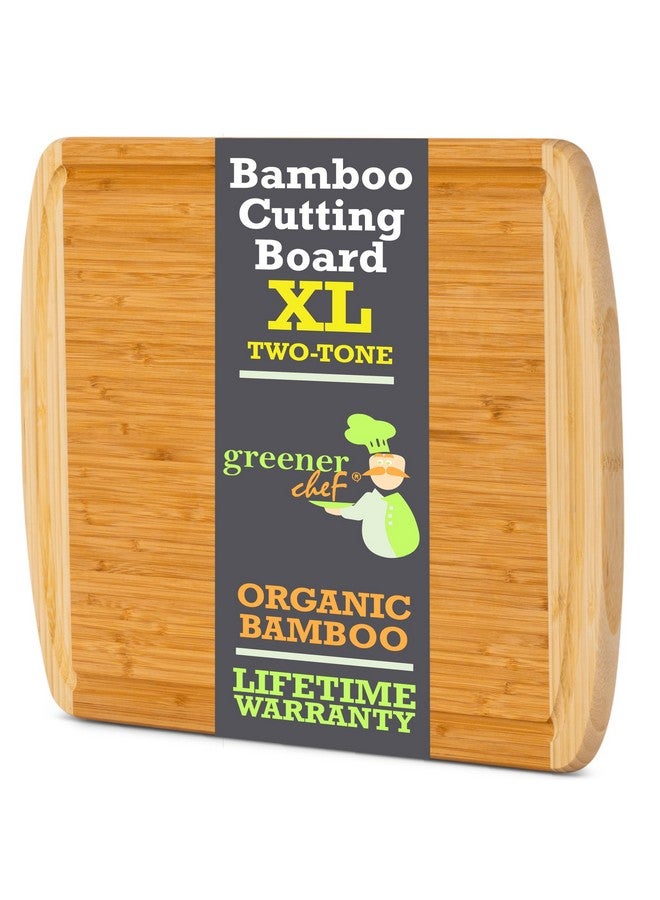GREENER CHEF 18 Inch Extra Large Bamboo Cutting Board with Lifetime Replacements - Wood XL Cutting Boards for Kitchen - Organic Wooden Butcher Block and Chopping Board for Meat and Vegetables - Image 1