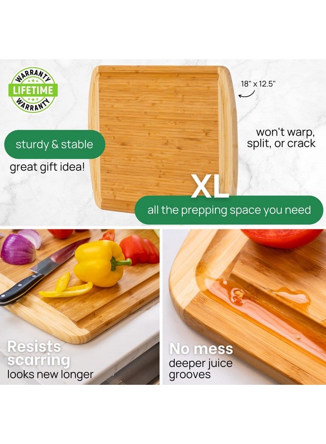GREENER CHEF 18 Inch Extra Large Bamboo Cutting Board with Lifetime Replacements - Wood XL Cutting Boards for Kitchen - Organic Wooden Butcher Block and Chopping Board for Meat and Vegetables - Image 3
