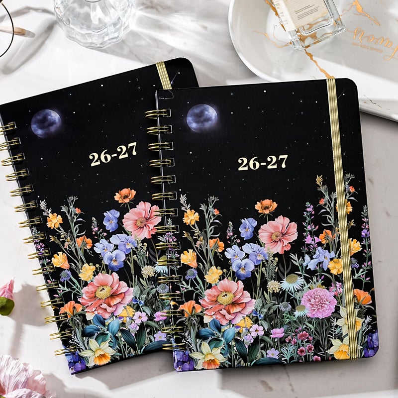 Indeme Planner 2026-2027 - Academic Planner 2026-2027, JULY 2026 - JUNE 2027, 6.3" x 8.4", Weekly and Monthly Planner with Color-Coated Tabs, Planners, College School Supplies for Student Teacher Home, Hardcover, Inner Pocket, Romantic Starry Garden Style - Image 2