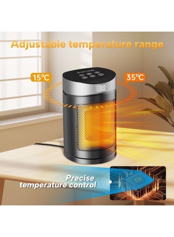 Electric Heater, 1500W Space Heater Fan Heater with Remote Control, 3 Heating Modes, 2S Fast Heating & 12-Hour Timer, 90° Oscillation, Overheat and Tip-Over Protection, Suitable for Bedroom and Office, Black - Image 3