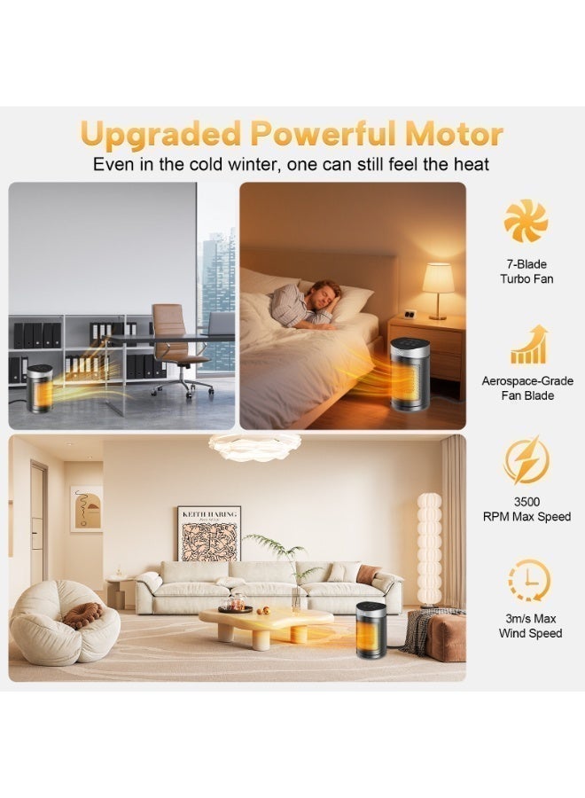 Electric Heater, 1500W Space Heater Fan Heater with Remote Control, 3 Heating Modes, 2S Fast Heating & 12-Hour Timer, 90° Oscillation, Overheat and Tip-Over Protection, Suitable for Bedroom and Office, Black - Image 5