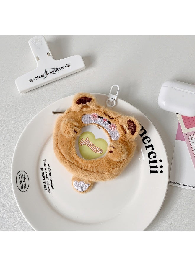 NIBEMINENT 1 - Piece Cartoon Animal Plush Bar Kpop Photo Card Holder Pendant Key Chain ID Badge Holder ID Card Holder Photo Card Protector for School ID Office ID Access Card for Women Girls - Image 1