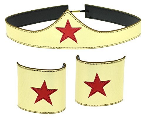 Bioworld Wonder Woman Cuff and Tiara Adult Cosplay Costume Set Gold - Image 1