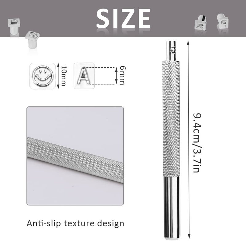 ZMAAGG 71 PCS Leather Stamping Tools, with 68 PCS Letters, Numbers and Patterns, 2 PCS Punch Tools, Leather Stamp Set for Leather Working - Image 3