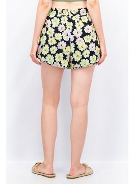 Annorlunda Women Floral Print Shorts, Black Combo  - Image 3