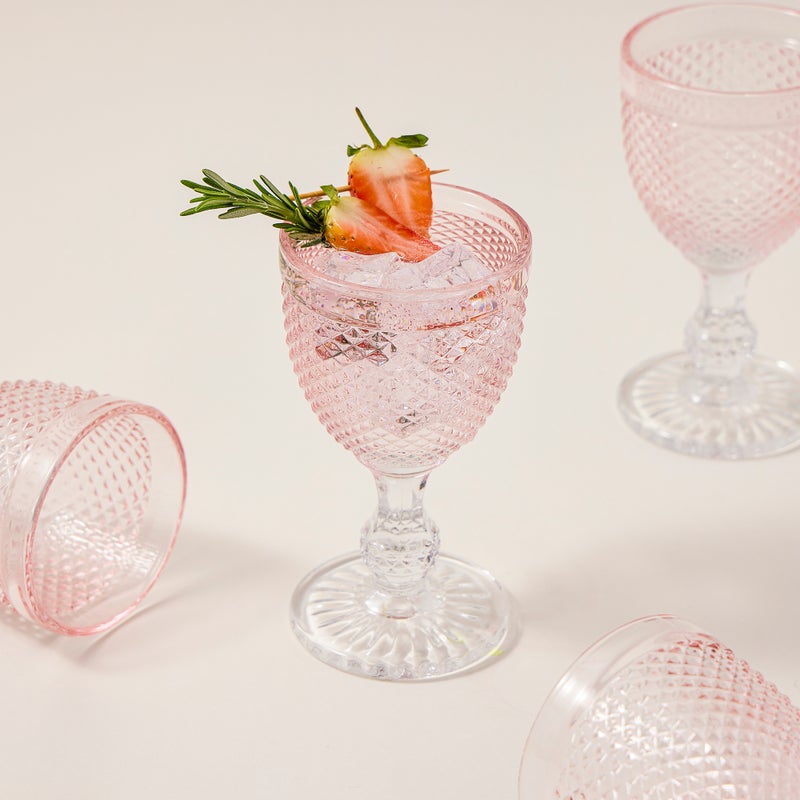 La Mesa 4 Piece Glass Stem Goblets Smoke Pink - Image 2