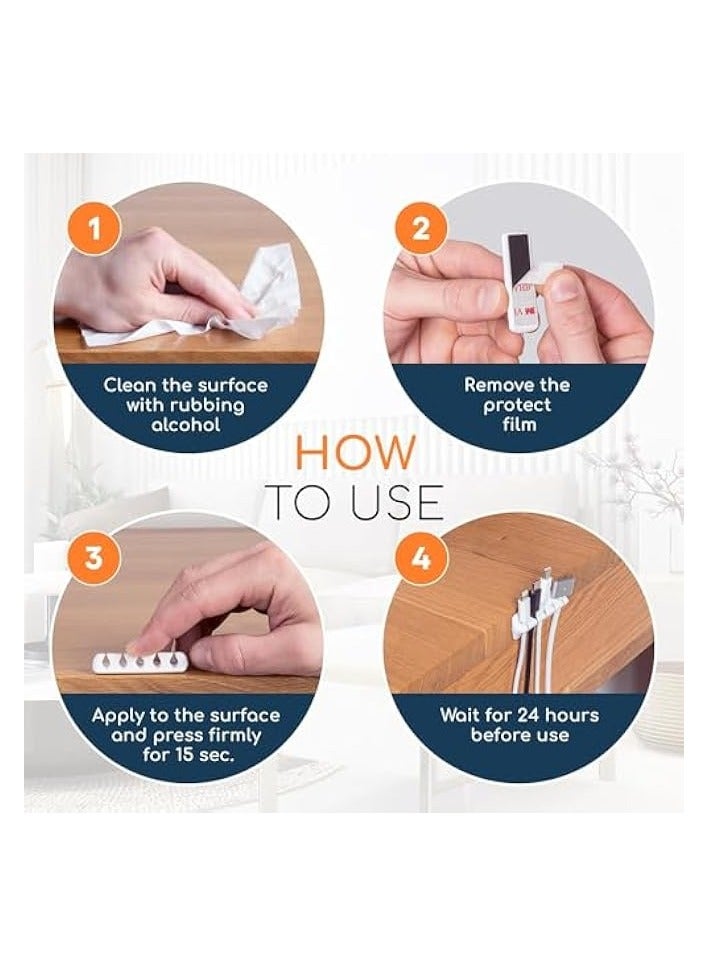 erorex 24Pcs Black&White Cable Clips, Multipurpose Wire Management, Adhesive Cord Holders for Organizing Cable Wires Home Office Car Desk - Image 2