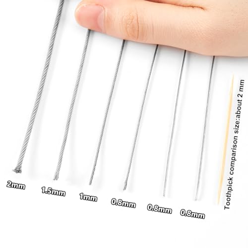 AHANDMAKER 304 Stainless Steel Wire Cable, 393 Ft Length 1/32 Wire Rope with 50 Pcs Rectangle Aluminum Crimping Sleeves for Party Decro String, Clothesline, Easy to Hang - Image 4