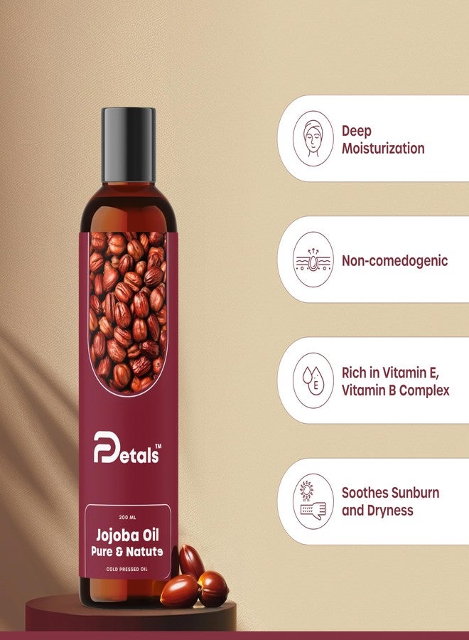 DPetals زيت الجوجوبا الطبيعي النقي المعصور على البارد من دي بيتالز | لموازنة البشرة الدهنية | مزيل مكياج طبيعي | مُنشط للشعر | زيت ناقل، 200 مل - Image 2