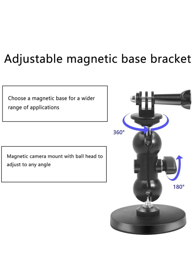 KASTWAVE - Magnetic Camera Mount Compatible with Hero 12/11/10/9/8, AKASO EK7000 Brave 4, DJI Osmo, Insta360 X3 Action Camera with a 1/4" Thread, Magnetic Base Mount with Rotating Ball Head - Image 1