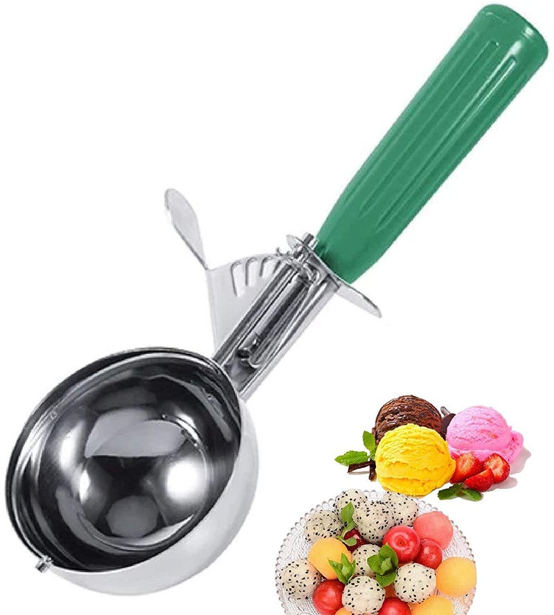 Rosaline Economical Stainless Steel Ice Cream Scooper Fruit Scoop with Multi Colour Handle Cookie Scoop Set Stainless Steel Ice Cream Scooper with Trigger Release - Image 1