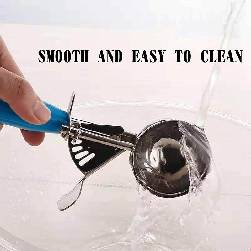 Rosaline Economical Stainless Steel Ice Cream Scooper Fruit Scoop with Multi Colour Handle Cookie Scoop Set Stainless Steel Ice Cream Scooper with Trigger Release - Image 3