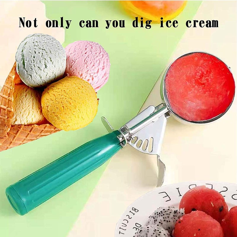 Rosaline Economical Stainless Steel Ice Cream Scooper Fruit Scoop with Multi Colour Handle Cookie Scoop Set Stainless Steel Ice Cream Scooper with Trigger Release - Image 4