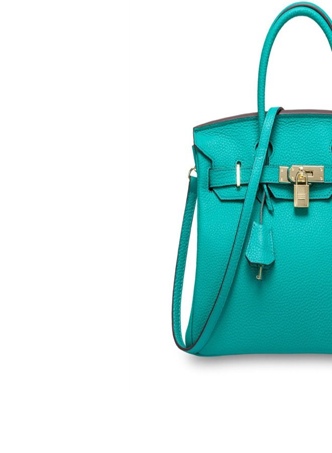 Loquat Gold Buckle Leather Handbag Aqua Green  - Image 3