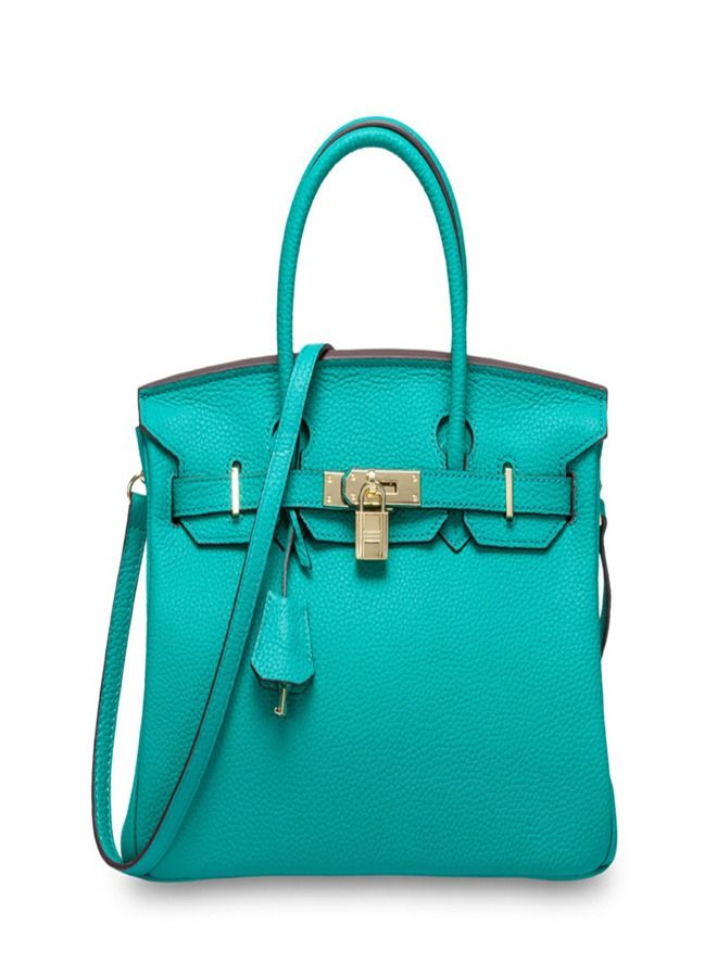Loquat Gold Buckle Leather Handbag Aqua Green  - Image 1