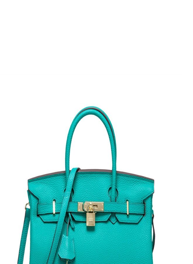 Loquat Gold Buckle Leather Handbag Aqua Green  - Image 2