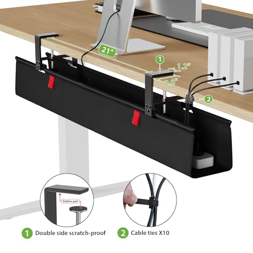 KEEGH Large 36" Under Desk Cable Management Tray - Under Desk Cord Organizer - Clamp/Screw Mount - Support Upto 70lbs - Fabric Wire Management - Gaming/PC Cable Raceways - Cord Hiders for Office/Home - Image 3
