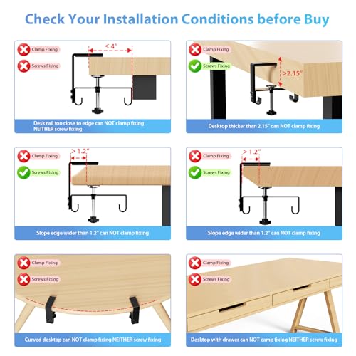 KEEGH Large 36" Under Desk Cable Management Tray - Under Desk Cord Organizer - Clamp/Screw Mount - Support Upto 70lbs - Fabric Wire Management - Gaming/PC Cable Raceways - Cord Hiders for Office/Home - Image 5