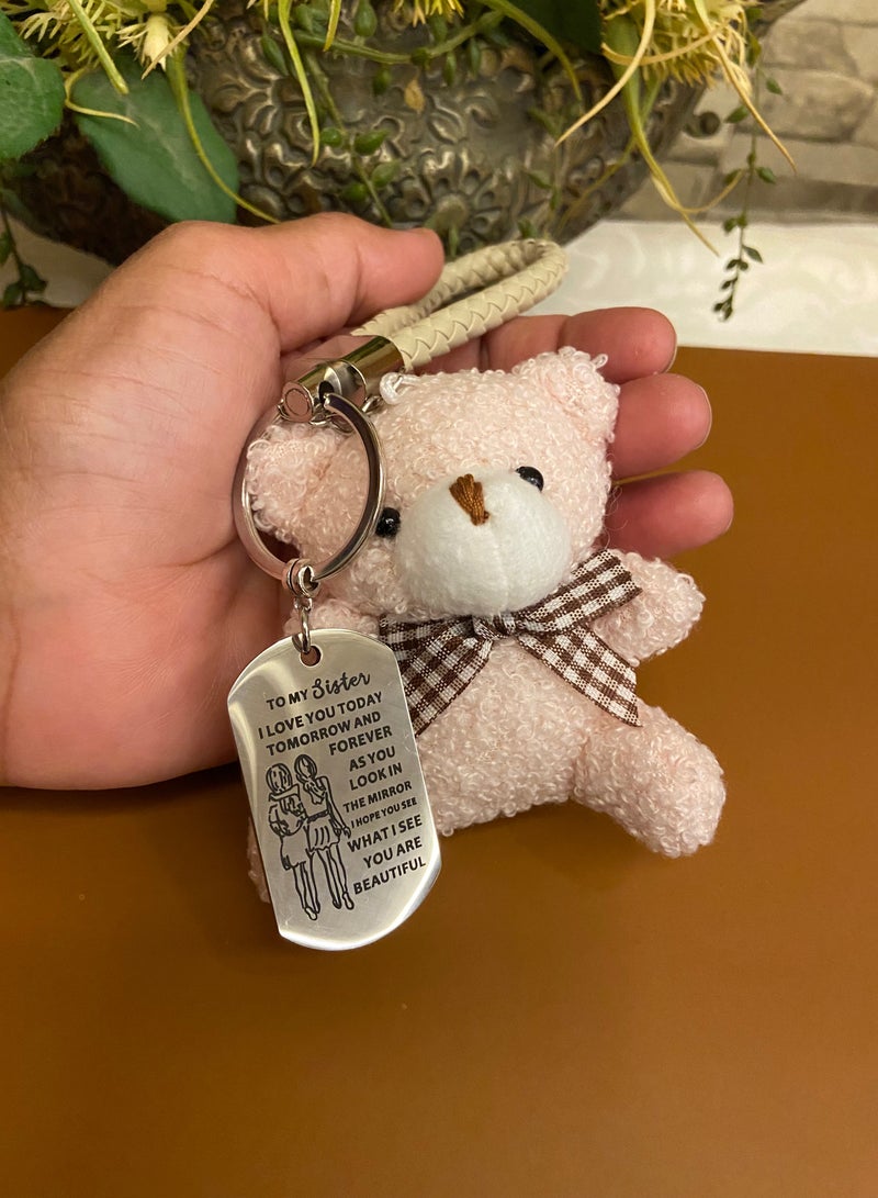 Elegant Pink Bear Keychain - Image 1