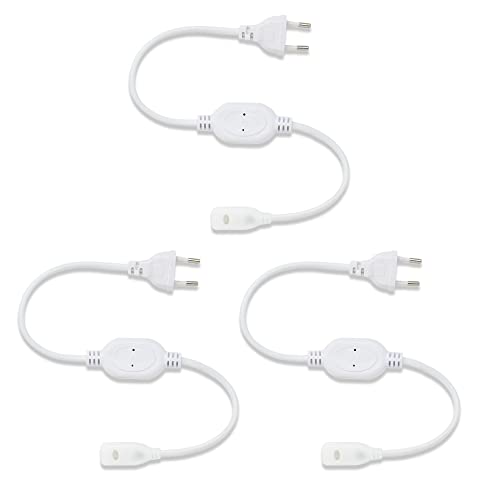 Murphy 220V AC PIN Connector/Adaptor/Cable for LED (SMD 2835-120 LED/Mtr.) Rope Light (Pack of 3), White - Image 1