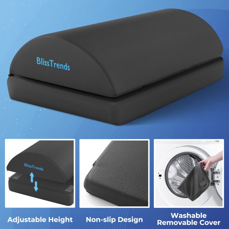 BlissTrends Foot Rest for Under Desk at Work-Versatile Foot Stool with Washable Cover-Comfortable Footrest with 2 Adjustable Heights for Car,Home and Office to Relieve Back,Lumbar,Knee Pain-Gray - Image 4
