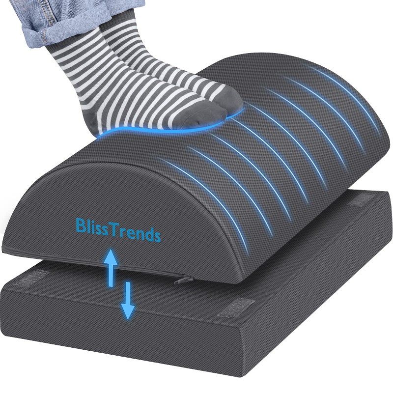 BlissTrends Foot Rest for Under Desk at Work-Versatile Foot Stool with Washable Cover-Comfortable Footrest with 2 Adjustable Heights for Car,Home and Office to Relieve Back,Lumbar,Knee Pain-Gray - Image 1