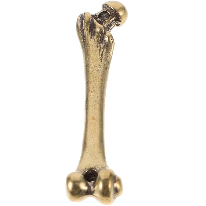 EXCEART Vintage Brass Bone Keychain 2Pcs Set Realistic Carved & Smooth Keychain Charms for Keys Bags Phone Accessories - Image 3