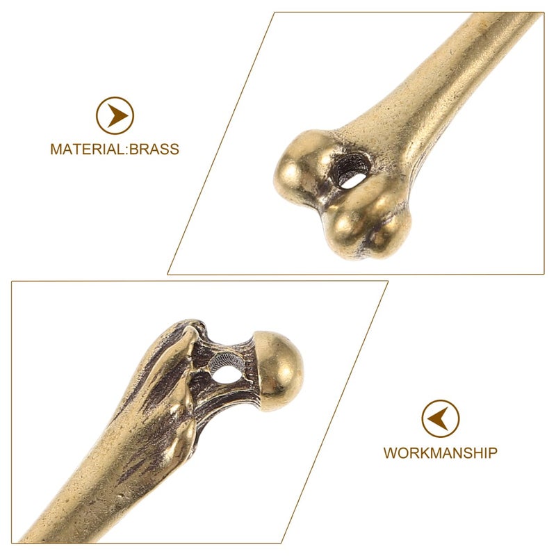 EXCEART Vintage Brass Bone Keychain 2Pcs Set Realistic Carved & Smooth Keychain Charms for Keys Bags Phone Accessories - Image 5