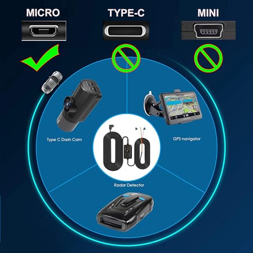 Gebildet مجموعة توصيل كاميرا داش كام الصلبة، منفذ ميكرو USB، DC 12V - 24V إلى 5V/2.5A كابل شاحن السيارة مع فيوز، حماية من الجهد المنخفض لكاميرات داش كام - Image 2