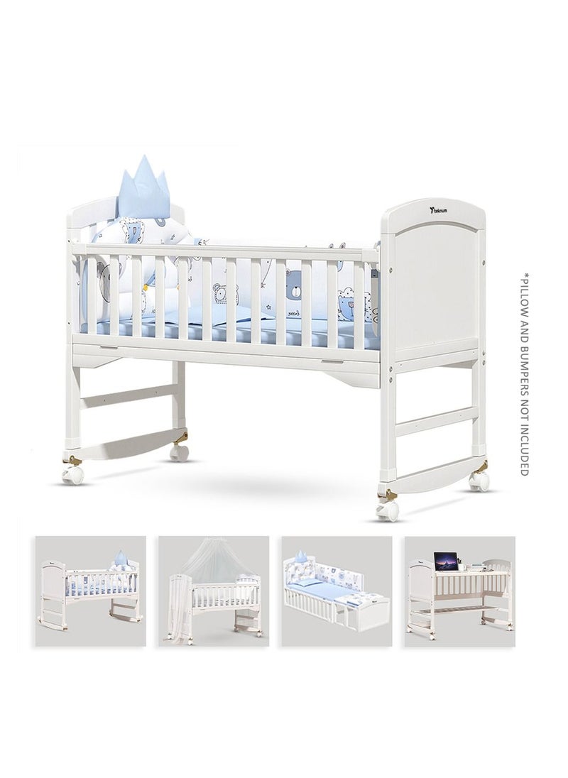 TEKNUM - 7-In-1 Convertible Bedside Crib With Mattress, Mosquito Net And Detachable Wheels, 0 - 12 Years, White - Image 1