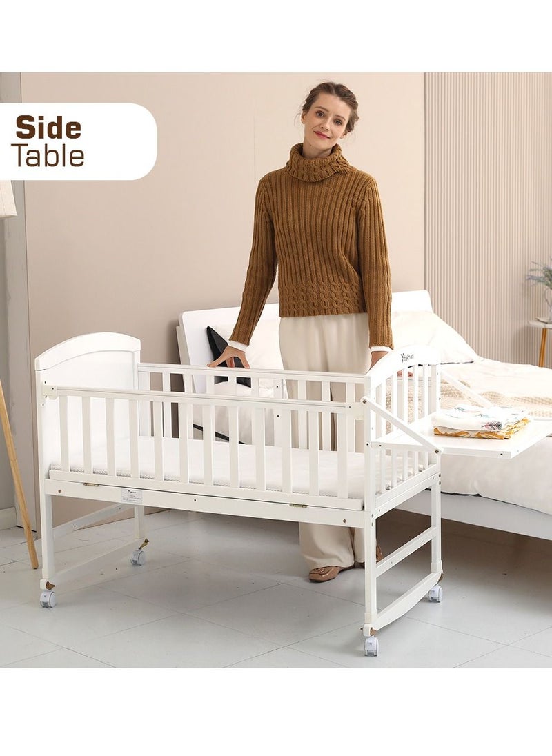 TEKNUM - 7-In-1 Convertible Bedside Crib With Mattress, Mosquito Net And Detachable Wheels, 0 - 12 Years, White - Image 1
