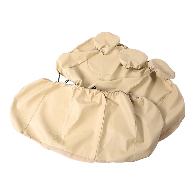 Universal PU Leather Car Seat Covers 5 Piece Set Breathable Rear Seat Protector Beige - Image 2