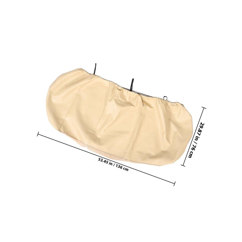 Universal PU Leather Car Seat Covers 5 Piece Set Breathable Rear Seat Protector Beige - Image 3