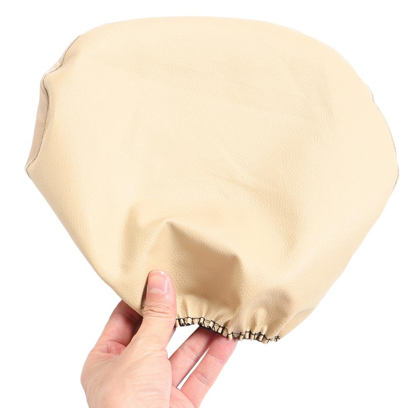 Universal PU Leather Car Seat Covers 5 Piece Set Breathable Rear Seat Protector Beige - Image 4