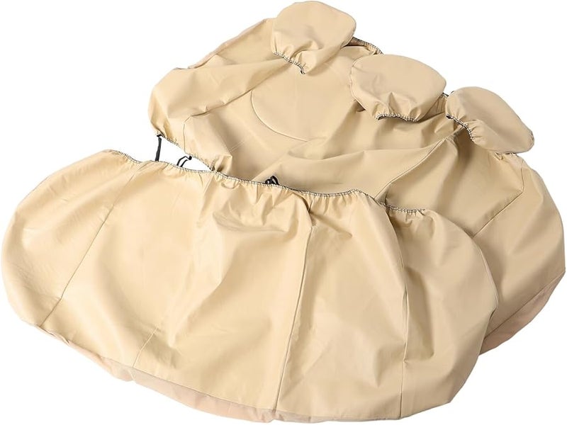 Universal PU Leather Car Seat Covers 5 Piece Set Breathable Rear Seat Protector Beige - Image 1