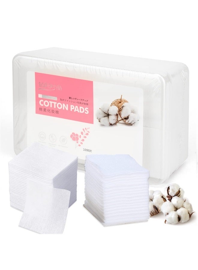 Aturmon 1000 Pcs Ultra Thin Makeup Facial Cotton Pads, Soft Lint Free Dry Nails/Lips/Eyes Polish Remover Pads, Square Cosmetic Beauty Cotton Pads, Non-Woven Cotton Makeup Remover - Image 1