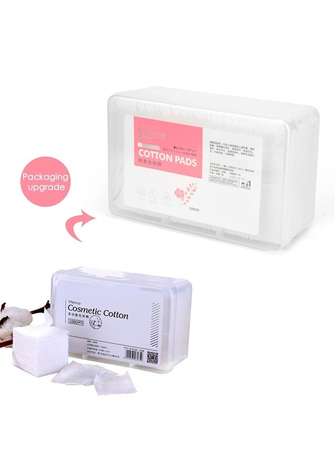 Aturmon 1000 Pcs Ultra Thin Makeup Facial Cotton Pads, Soft Lint Free Dry Nails/Lips/Eyes Polish Remover Pads, Square Cosmetic Beauty Cotton Pads, Non-Woven Cotton Makeup Remover - Image 2