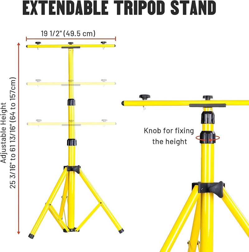 STELA DL-2S 5.1ft Dual Flood Light Adjustable and Foldable Tripod Stand Telescoping Steel Floodlight Stand Heavy Duty Construction Tripod Stand for Home and Job Site Lighting - Image 3