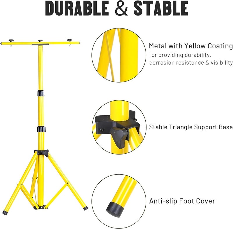 STELA DL-2S 5.1ft Dual Flood Light Adjustable and Foldable Tripod Stand Telescoping Steel Floodlight Stand Heavy Duty Construction Tripod Stand for Home and Job Site Lighting - Image 2